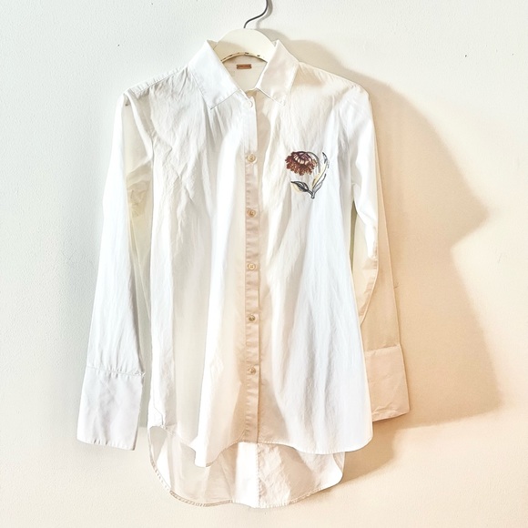 Adam Lippes Womens Stitch Embroidered Button Down Shirt White 2 - Picture 1 of 8